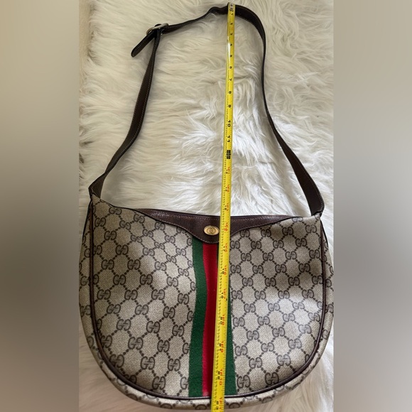 Vintage Gucci | Sherry Web Crescent Half Moon Shoulder Bag - Picture 15 of 16